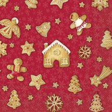 Салфетки 20бр Santas Favorite Cookies червени